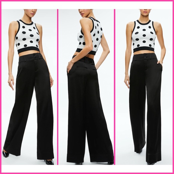 Alice + Olivia Rydel Cropped Polka Dot Black White Tank Top - Picture 8 of 17